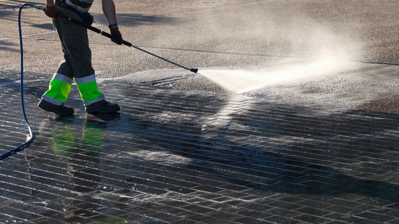 Pressure washing and exterior cleaning services in Manassas to restore building surfaces and walkways.