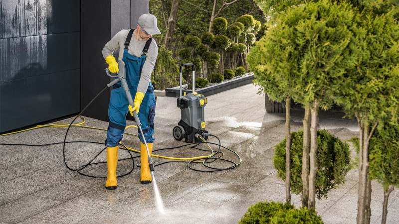 Commercial pressure washing services in Los Angeles removing dirt, grime, and buildup from exterior surfaces.